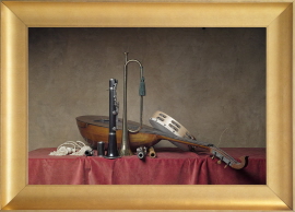 luth-allemand-mandoline-clarinette-trompette-flute-et-tambourin-avec-pompon